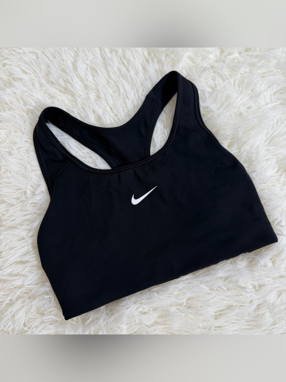 Nike Black Sports Bra with White Swoosh - Racerback Support